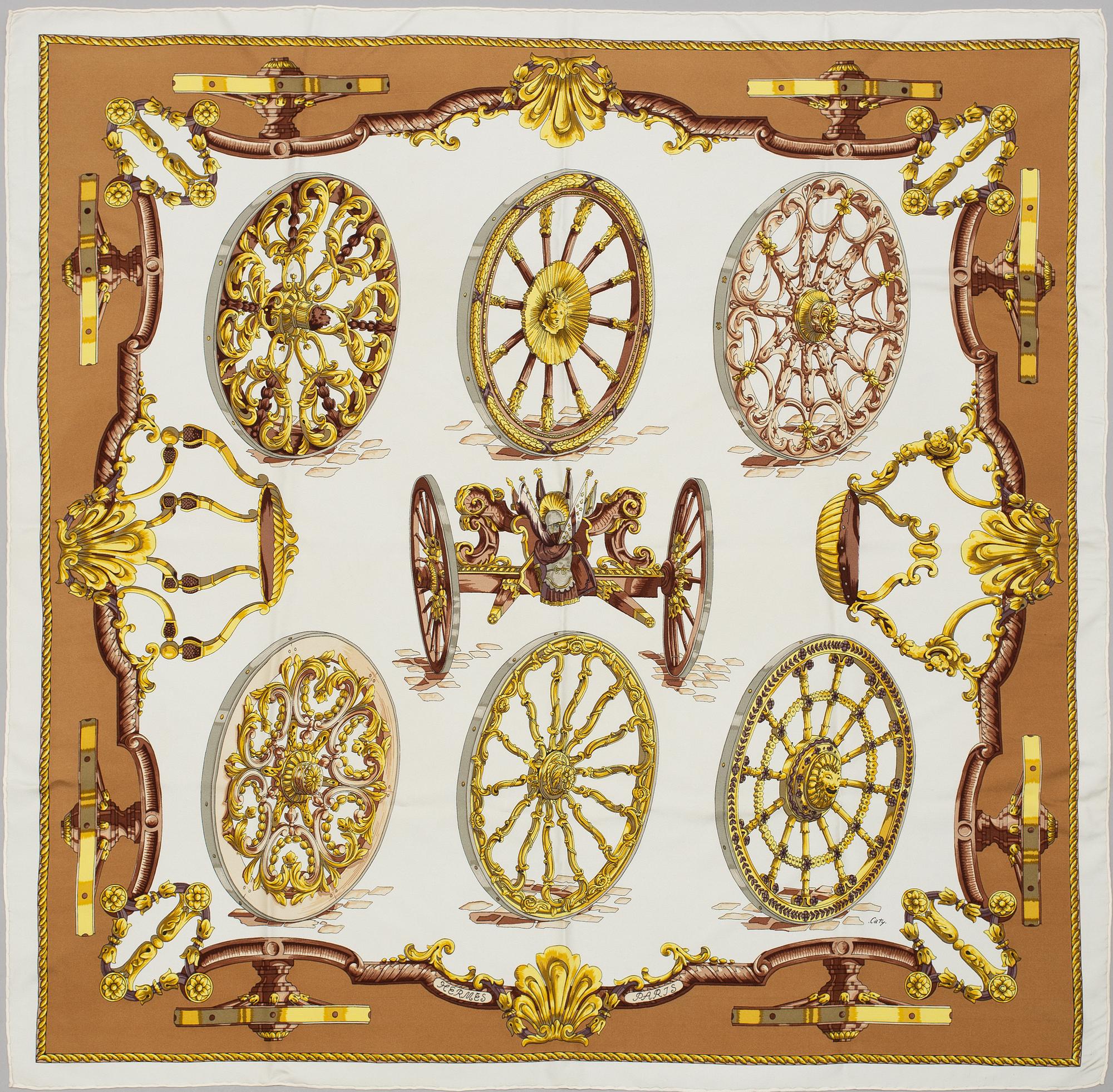 HERMÈS, scarf "Roues de Canon".