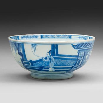 709. A fine blue and white bowl, Qing dynasty, 18th Century, with Yongzheng six character mark.