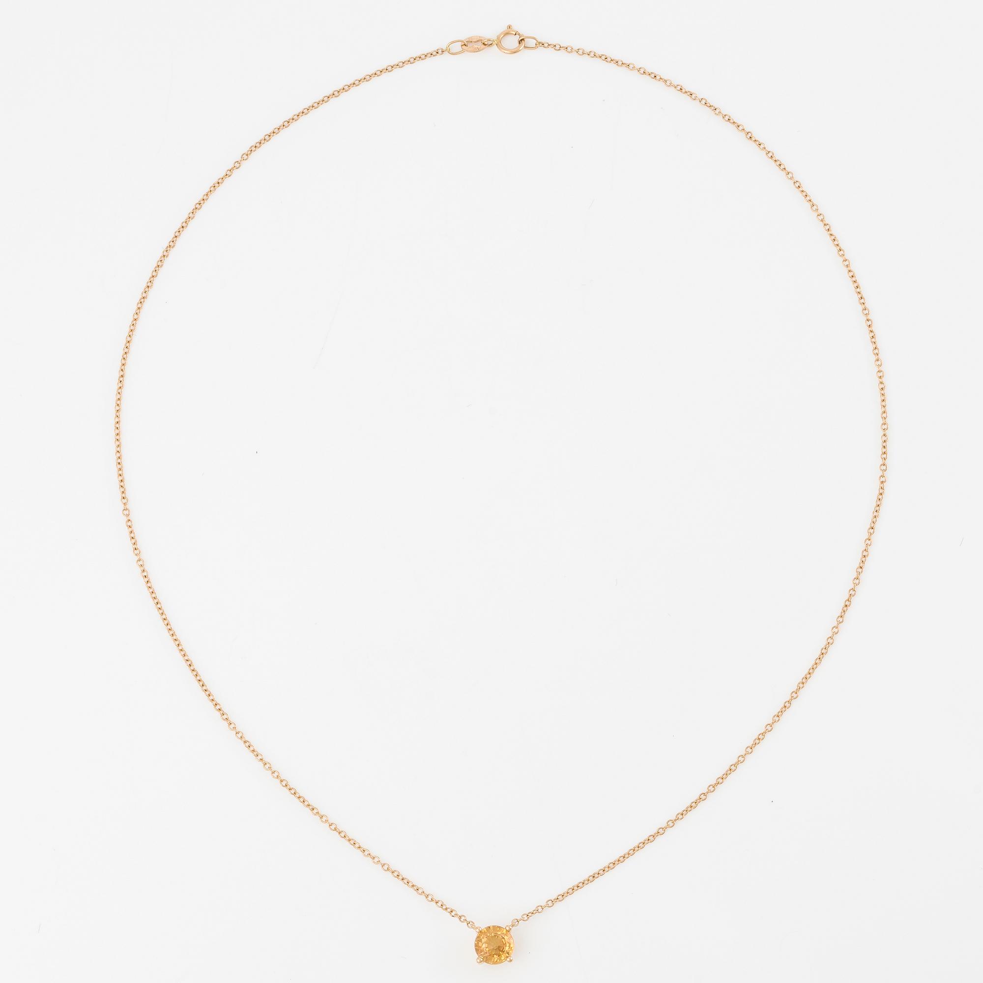 Collier 18K roséguld med orange safir.
