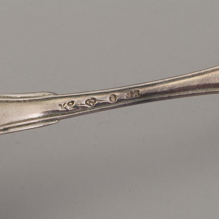 JOHAN CARLSSONS änka, Norrköping 1836, Matskedar, 6 st, silver.