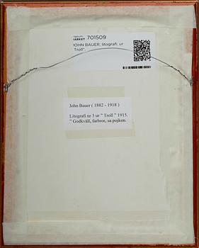 JOHN BAUER, litografi, ur "Troll", osignerad.