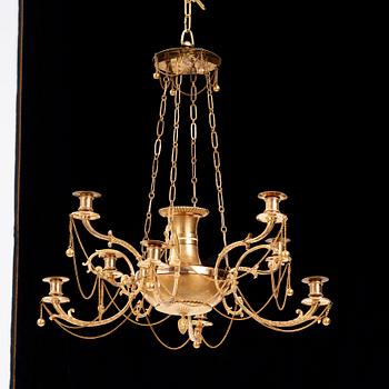 A late Gustavian eight-light hanging-lamp, Stockholm, early 19th century.