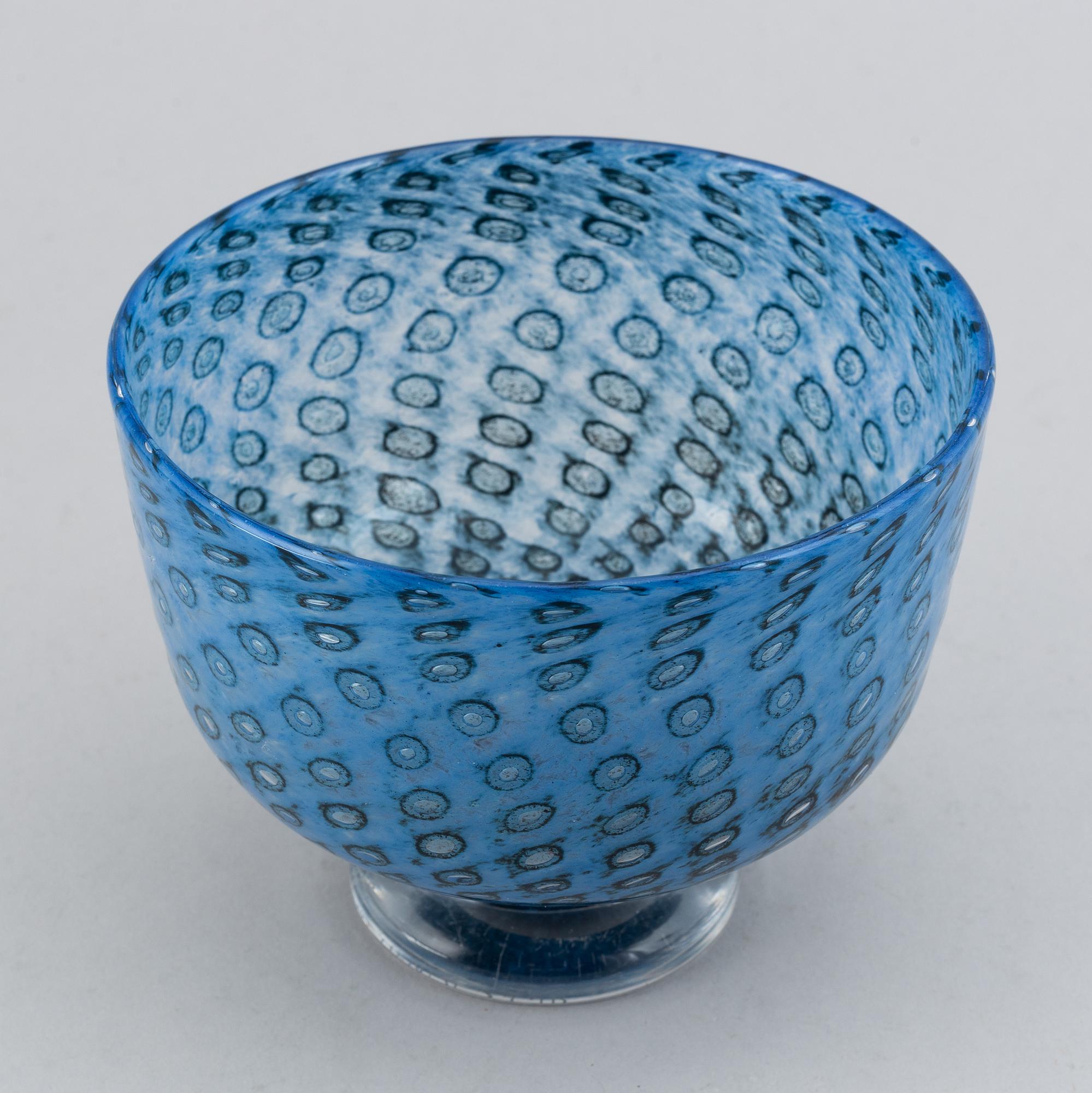 Bertil Vallien, glass bowl/vase, signed.