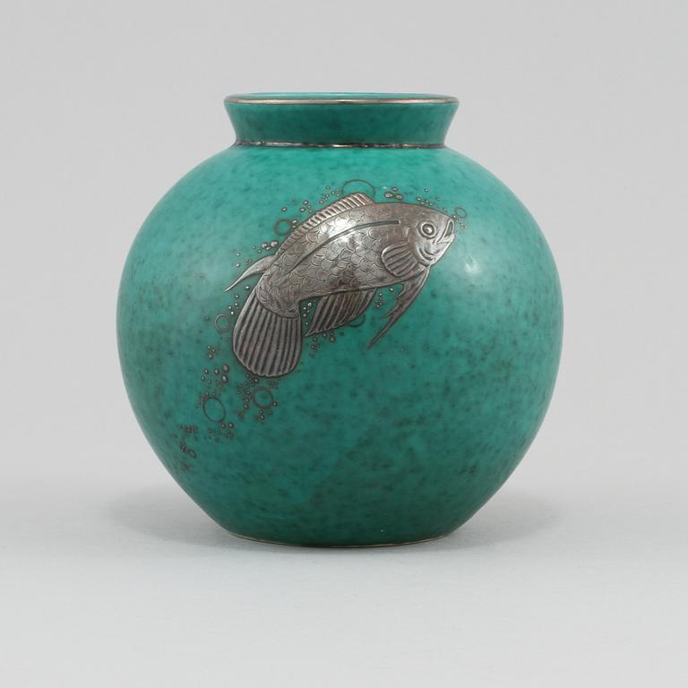 KLOTVAS, stengods, "Argenta", Wilhelm Kåge, Gustavsberg, omkring 1900-talets mitt.