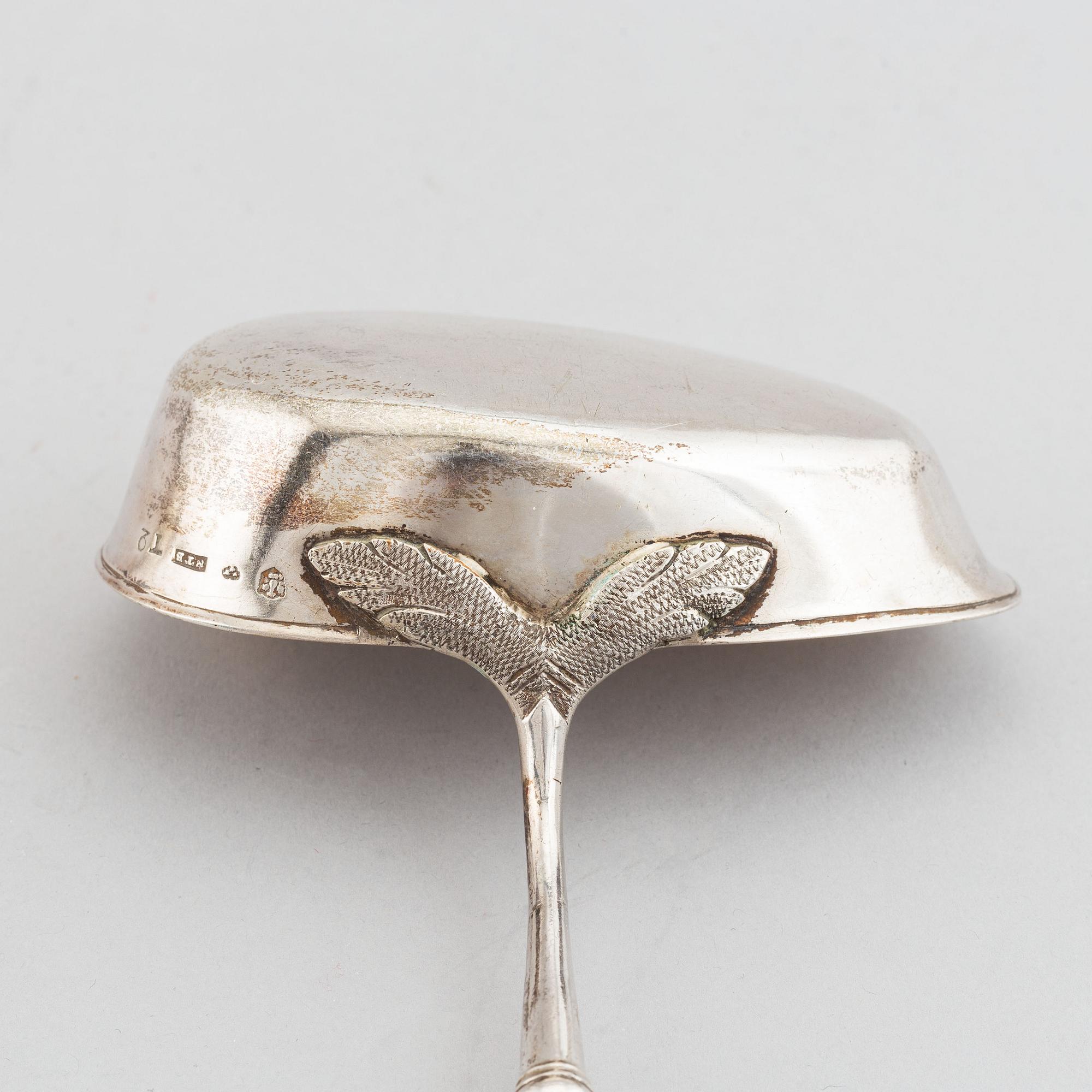 Two swedish silver soup ladles, including Nils Tornberg, Linköping 1801.