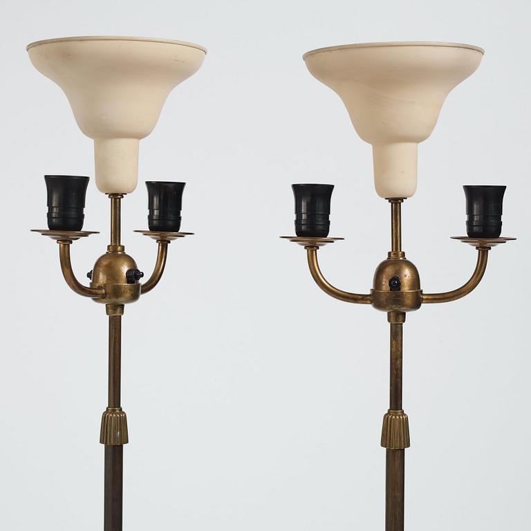 Nordiska Kompaniet, a pair of Swedish Grace floor lamps, 1930's.