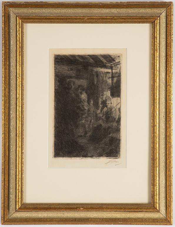 Anders Zorn, etsning, signerad Zorn med blyerts samt daterad 1917 i plåten.