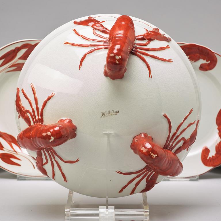 ALF WALLANDER, a part crayfish creamware service, from Rörstrand, first half of the 20th century (19 pieces).