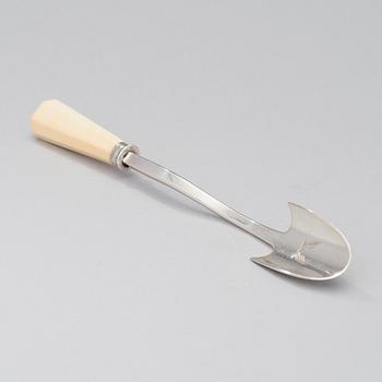 A silver and bone Stilton spoon London 1830.