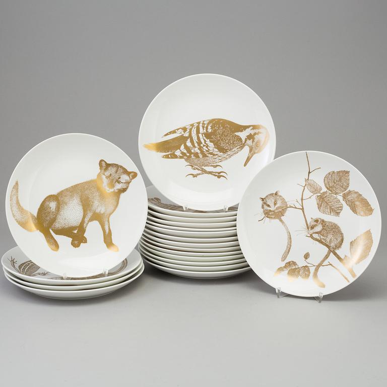 Eleven bone china plates by Paul Hoff, Gustavsberg.