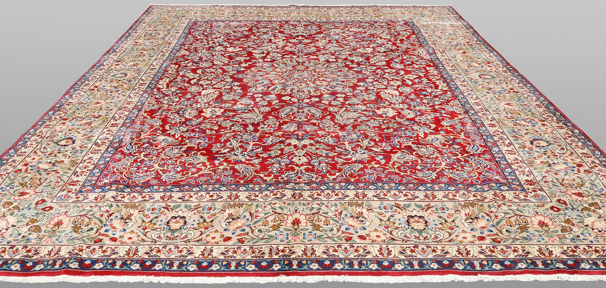 A carpet Yazd, c. 394 x 299 cm.