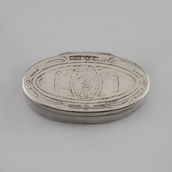 DOSA, silver, Carl Fredrik Seseman, Arboga, 1782. Vikt 65 g.