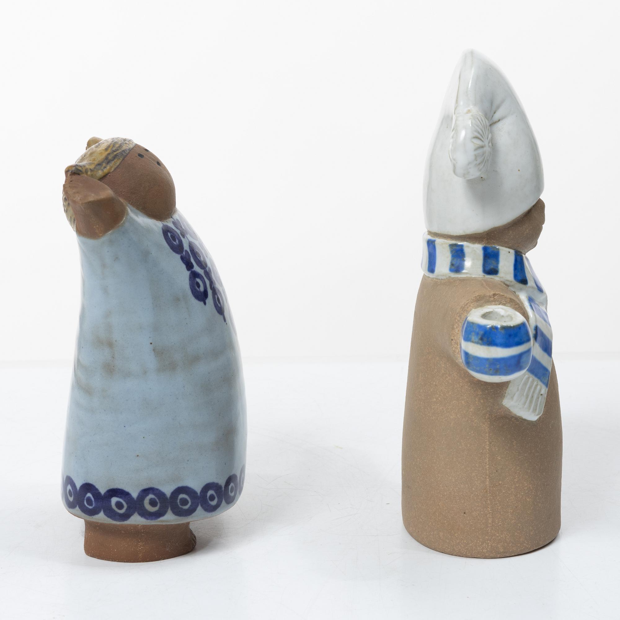 Lisa Larson, Two stoneware figurines, 'Susanna' and 'Julius', Gustavsberg.