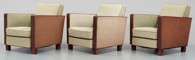 FÅTÖLJER, 3 st, art deco, 1900-talets första hälft.