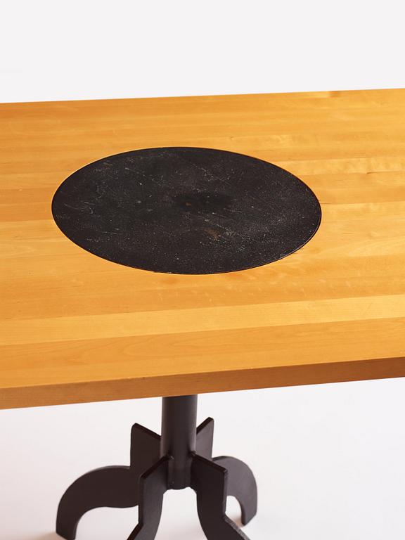 Jonas Bohlin, a birch and iron 'Triptyk' table, Källemo, Sweden, post 1989.