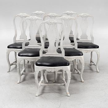 Eight Rococo style chairs, first half of the 20th Century.