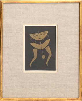 Max Walter Svanberg, gold on black signed and dated 59.