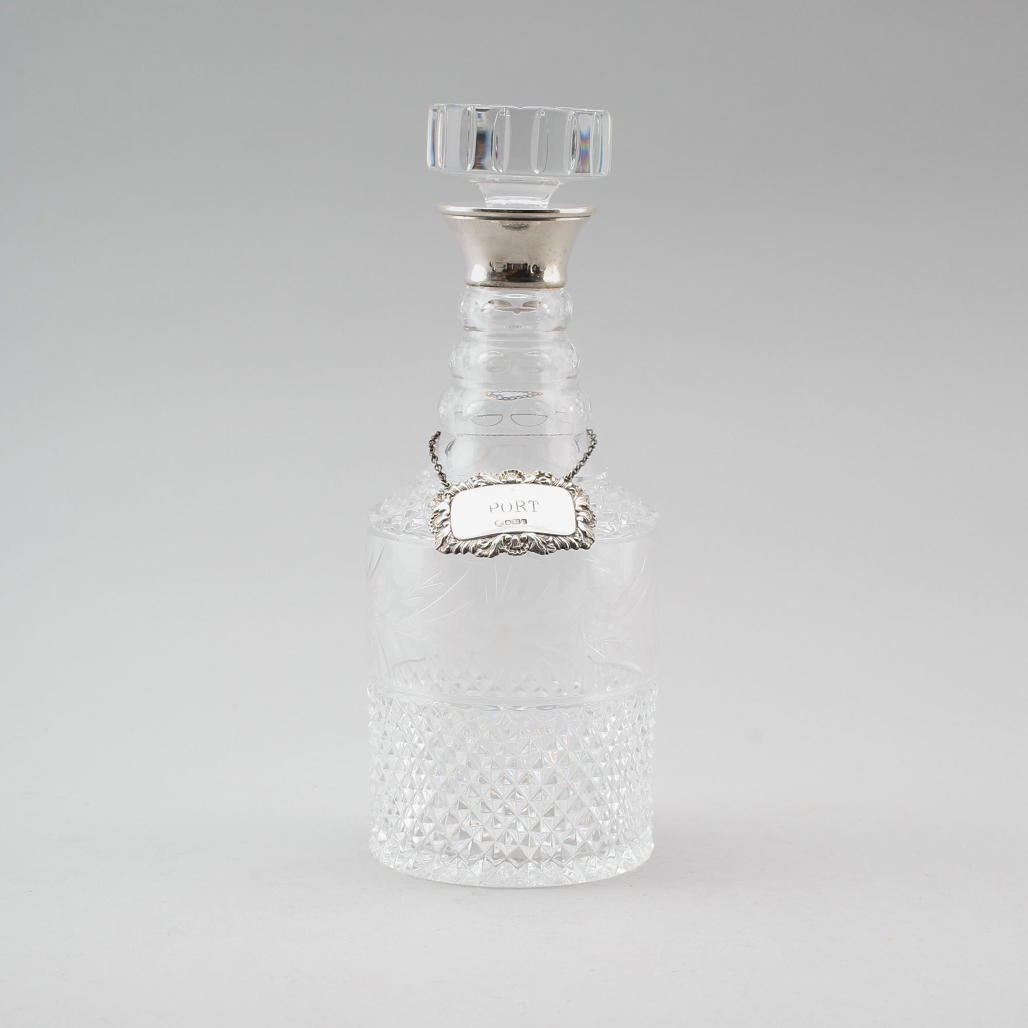 KARAFF, glas och silver, Birmingham 1952.
