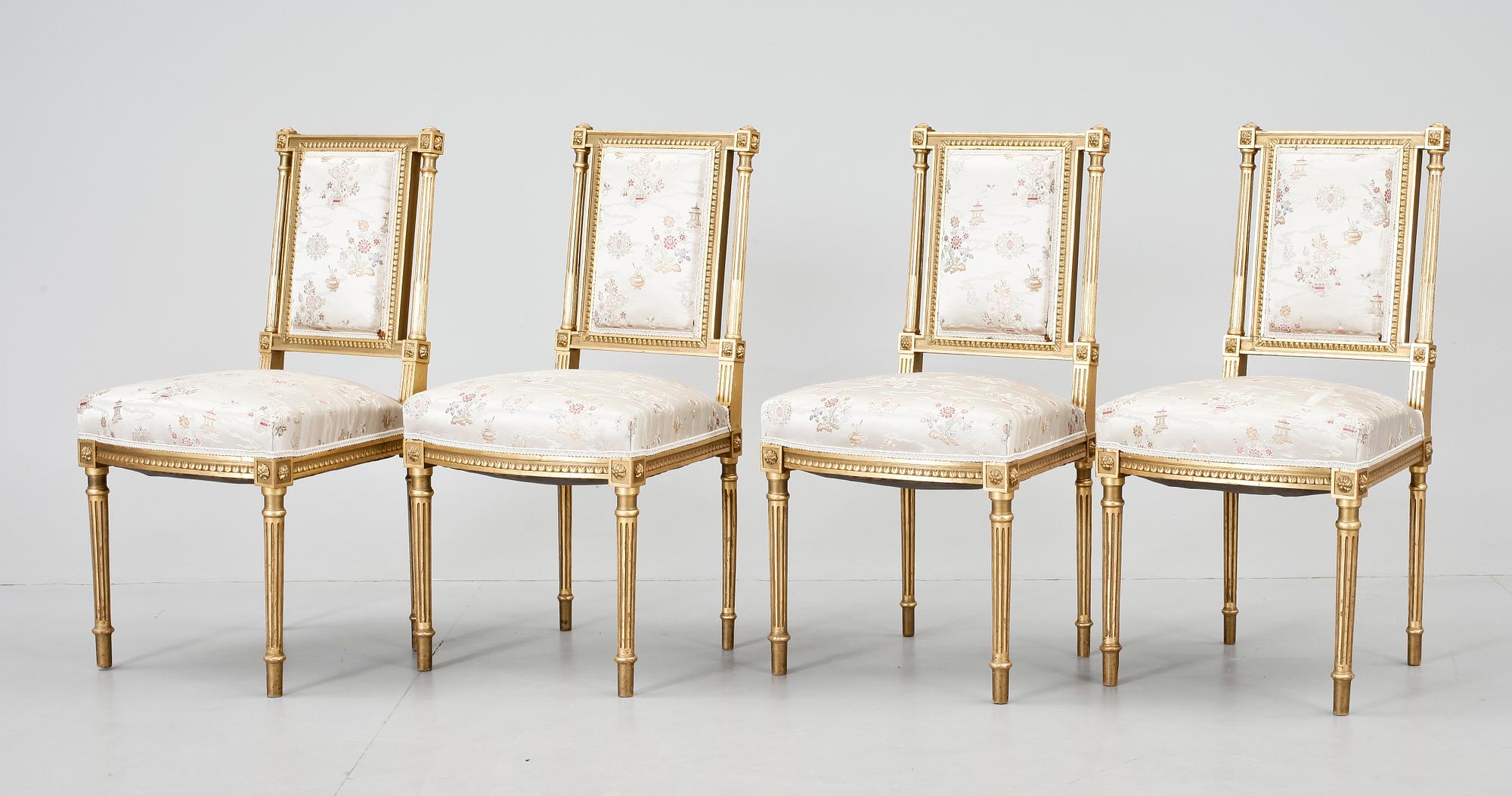 SALONGSGRUPP, 8 delar, gustaviansk stil, 1800-talets slut.