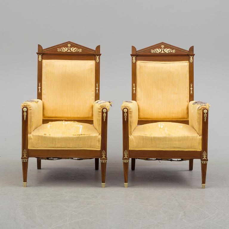 A pair of easy chairs, early 20th century.