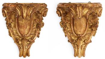 686. A pair of Swedish Rococo 18th century gilt wood consoles.