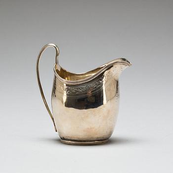 GRÄDDKANNA, silver. England, London, empire 1800-tal. 76g.