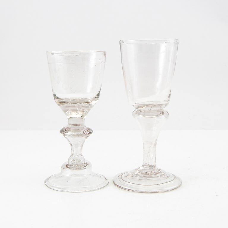 Wine glasses 2 pcs probably Germany/Silesia 18th century.