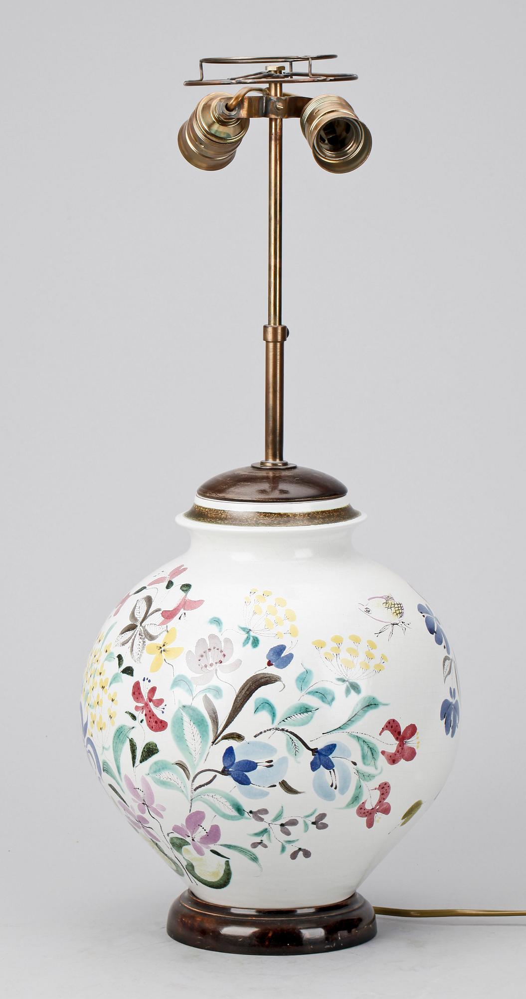 A Stig Lindberg faience table lamp, Gustavsberg Studio 1940's.