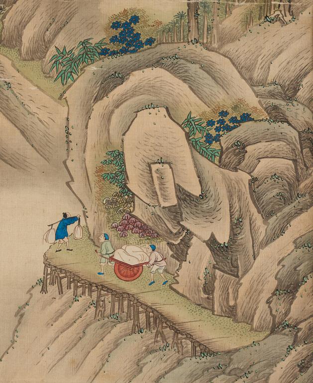 Okänd konstnär, akvarell och tusch på siden, Qingdynastin, 1800-tal.