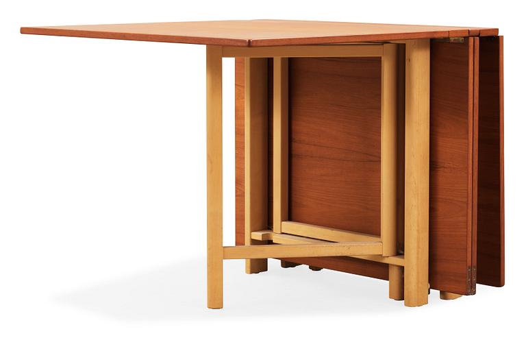 A Bruno Mathsson teak and beech gateleg table, 'Maria', Karl Mathsson, Värnamo, Sweden 1963.