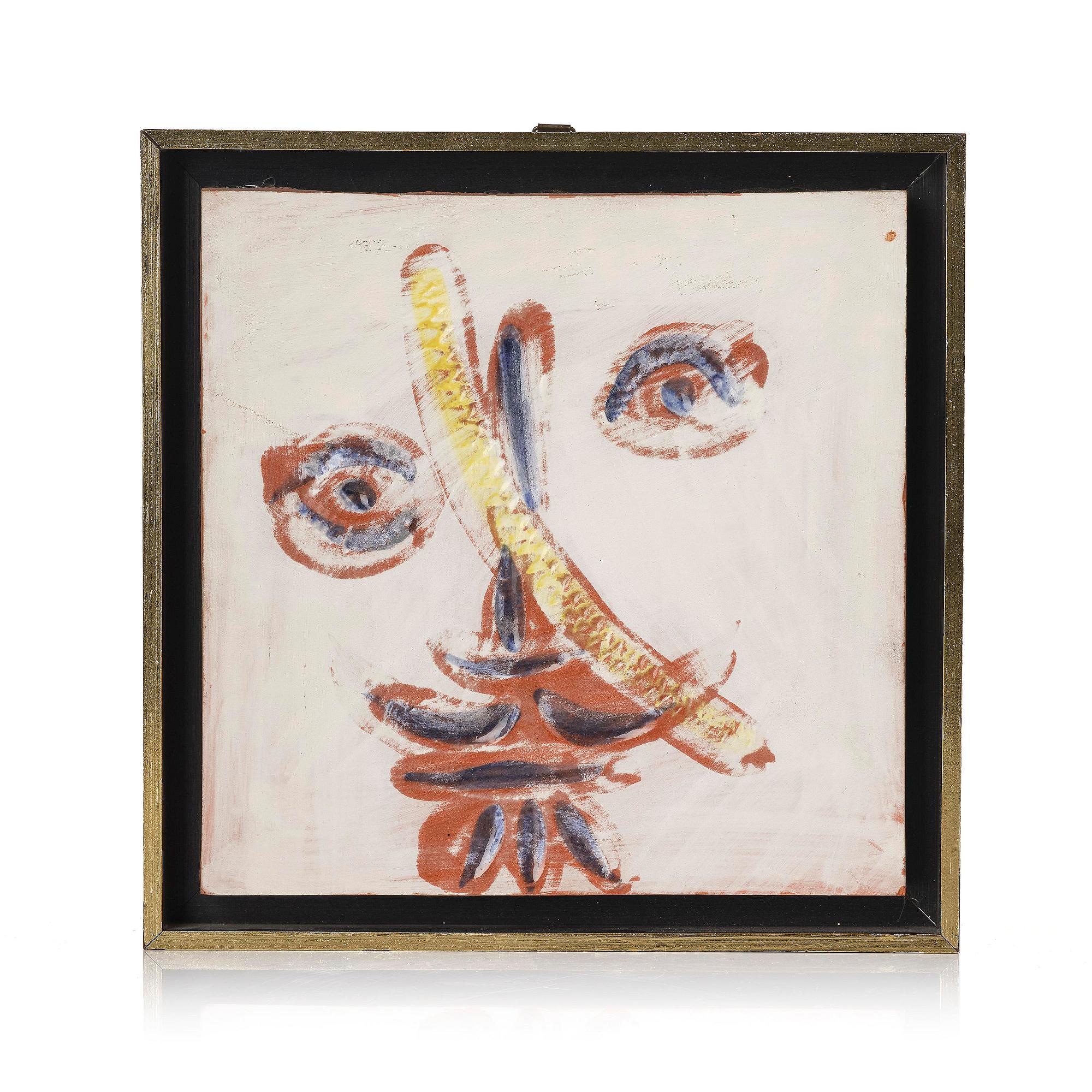 Pablo Picasso, plakett, fajans, "Visage au trait oblique" (A.R. 589), Madoura, Vallauris, Frankrike, efter 1968-69.