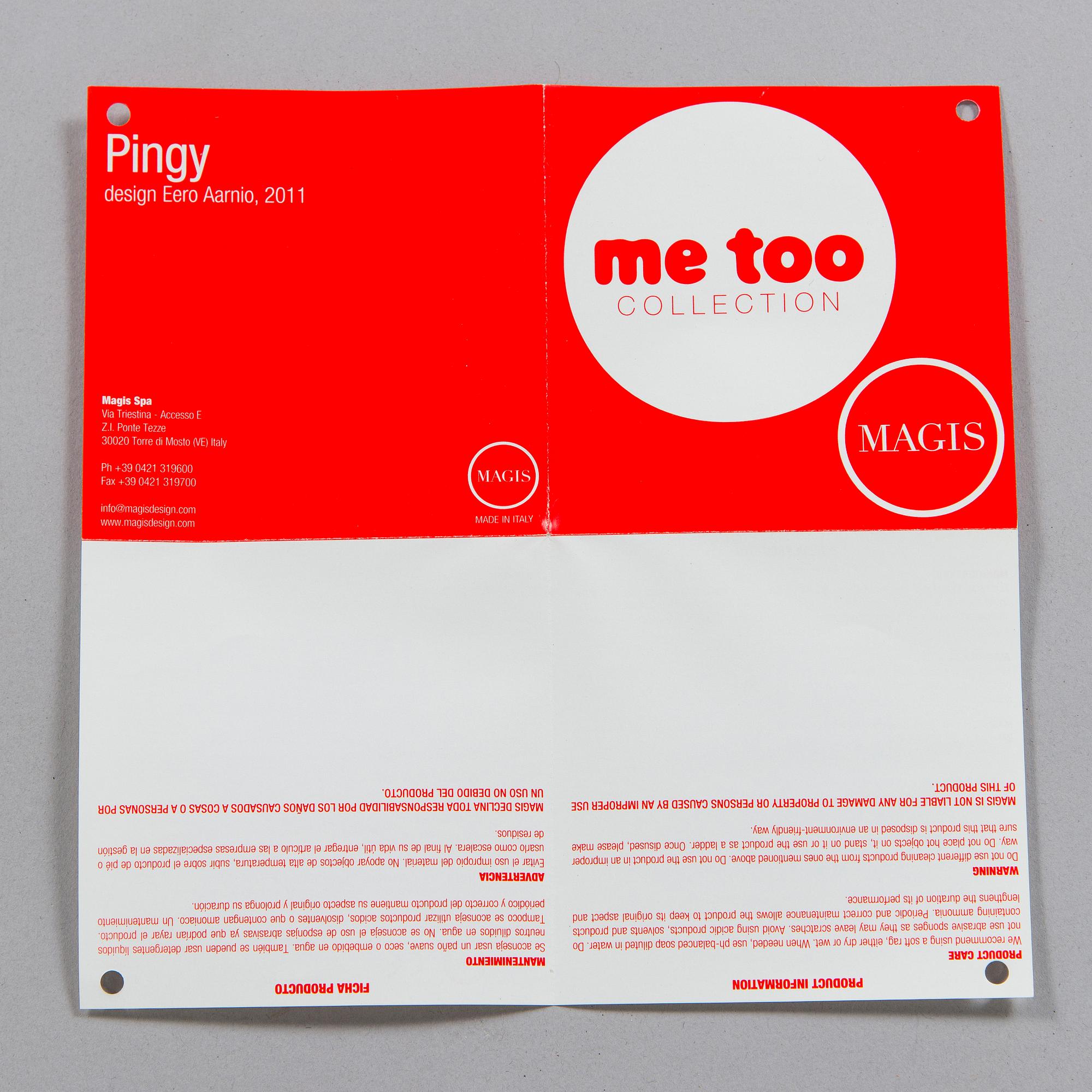 Eero Aarnio, "Pingy", Me Too Collection, Magis, Italia 2011.