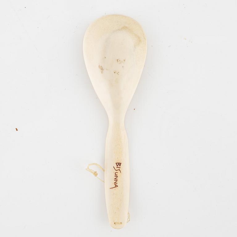 Knife, kuksa, and spoon, signed by, among others, Nikolaus Fankki.