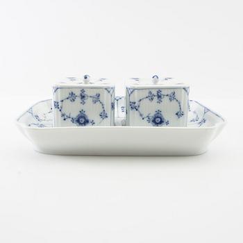 Writing set, three pieces "Musselmalet half lace" Royal Copenhagen Denmark porcelain.