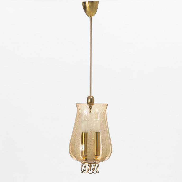 A brass and glass Swedish Modern ceiling light, 1940's/50's.