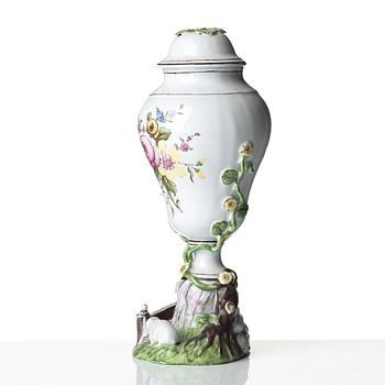 A Marieberg faience vase with cover, 18th Century.