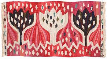 583. TEXTILE. "Röd Crocus". Tapestry variation. 33 x 61,5 cm. Signed AB MMF AML.