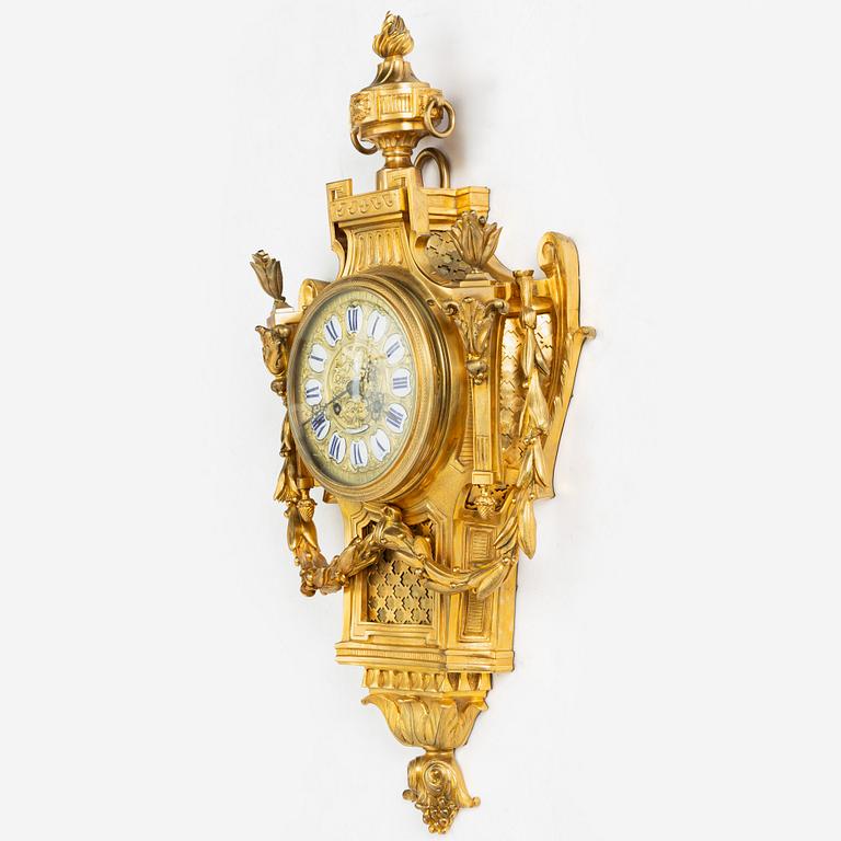 A Louis XVI style wall clock, Raingo Freres, France, late 19th century.