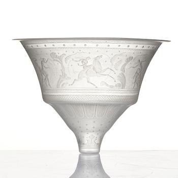 Simon Gate, a rare engraved lampshade model "165", Orrefors, 1920.