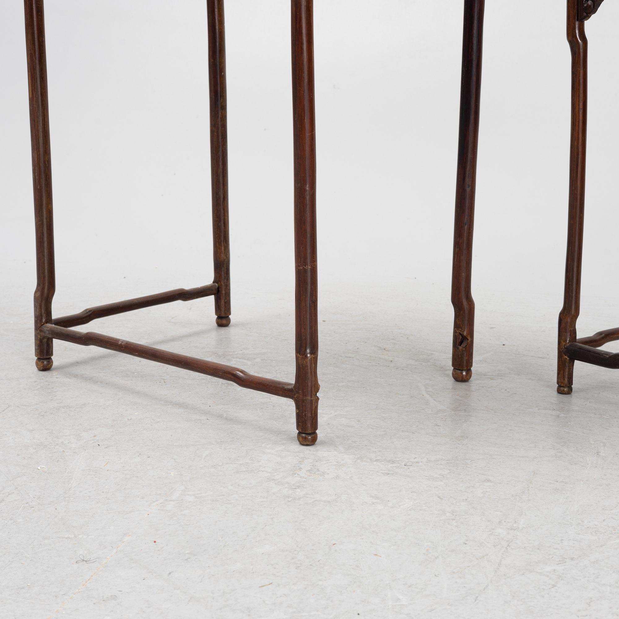 A Chinese nesting table, three pieces, early 20th century.