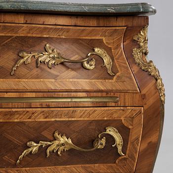 A Swedish Rococo 18th century commode by Johan Conrad Eckstein, master 1750.