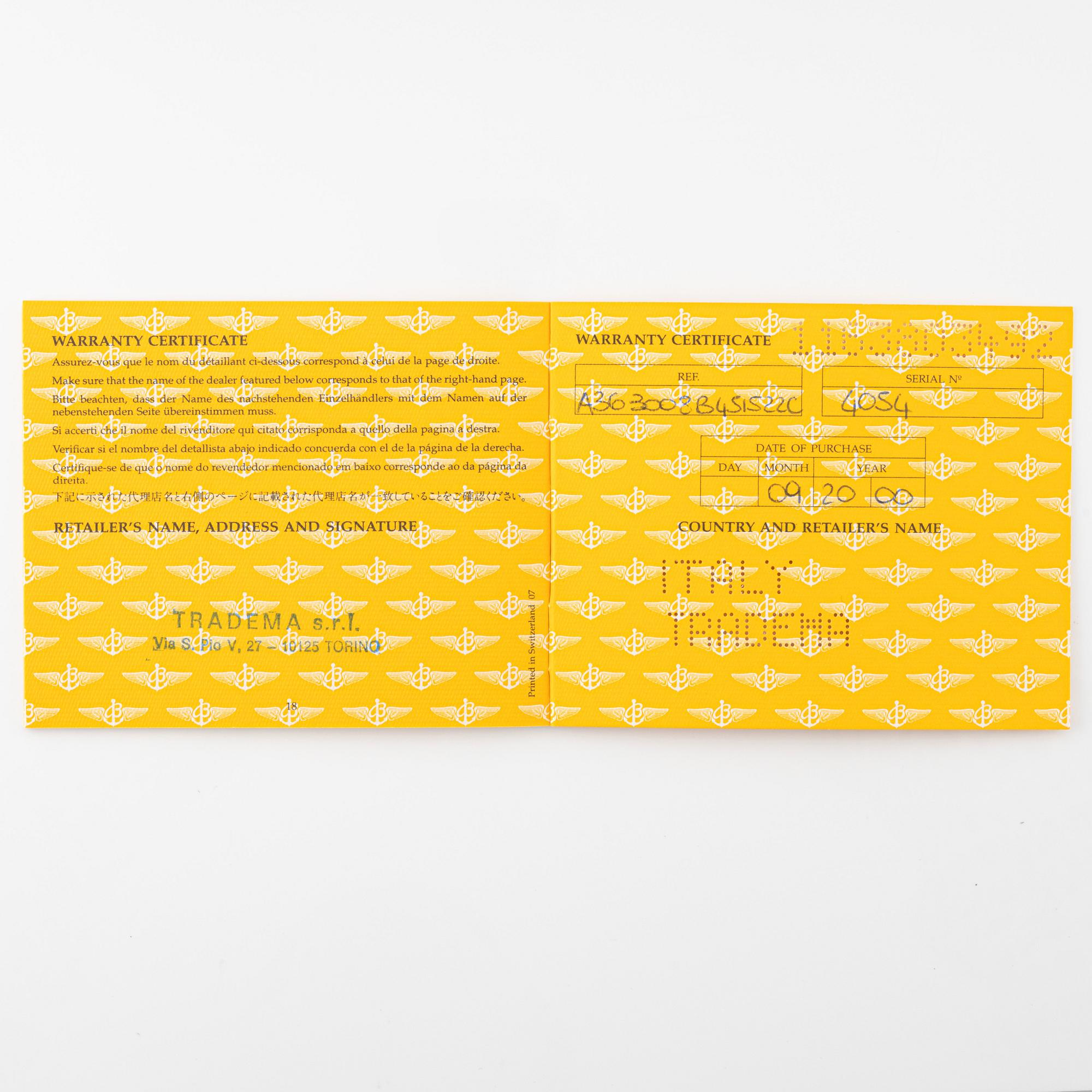 Breitling, Navitimer, Spatiographe, "40° Anniversario Frecce Tricolori", kronograf, ca 2000.