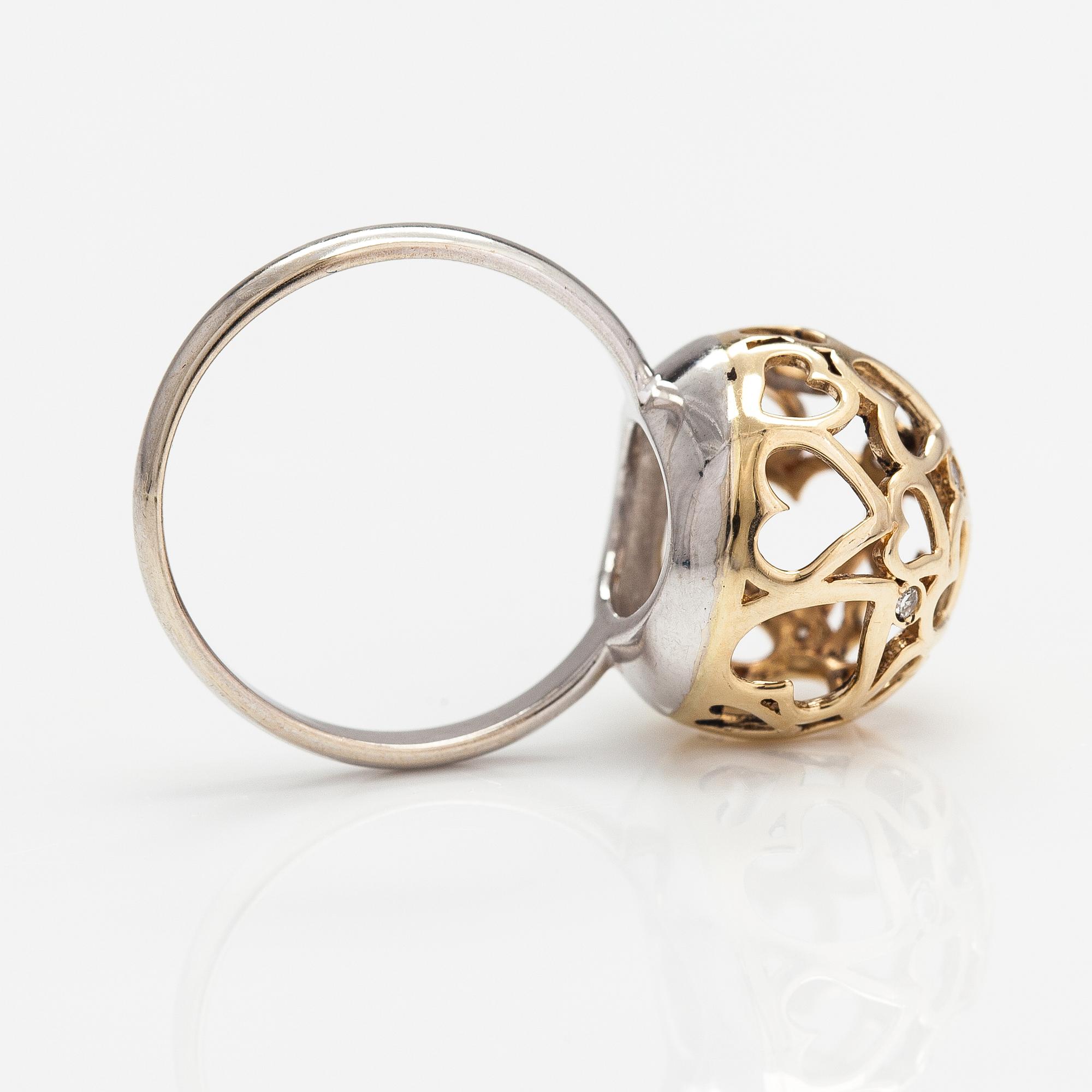 Ring, 14K guld, diamanter ca 0.012 ct tot. Moskva.
