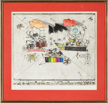 JORGO KRALLIS, handkolorerade etsningar, 3 st, sign o numr 26/75.