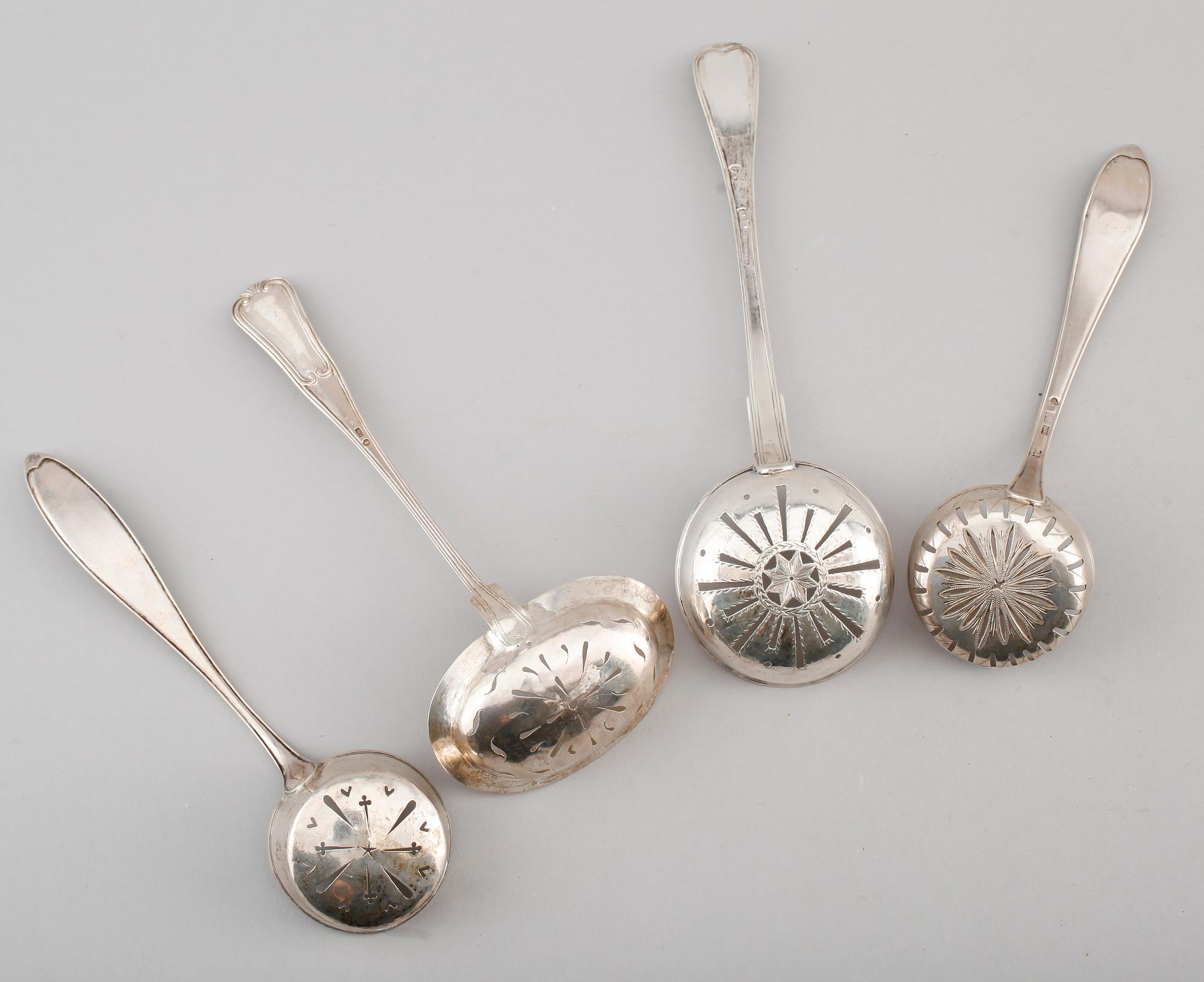 STRÖSKEDAR, 4 st, silver, 1800-tal. Vikt ca 181 gram.
