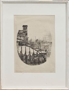 AXEL FRIDELL, torrnål. I état, signerad A.F. Stockholm 1932.