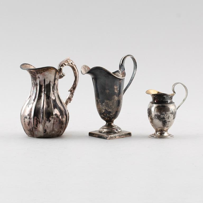 GRÄDDKANNOR, 3 st, silver, 1800-/1900-tal. Vikt ca 226 g.