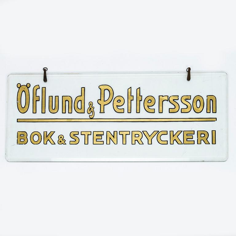 An early 20th century sign, "Öflund & Pettersson, Book & Lithographic Printing".