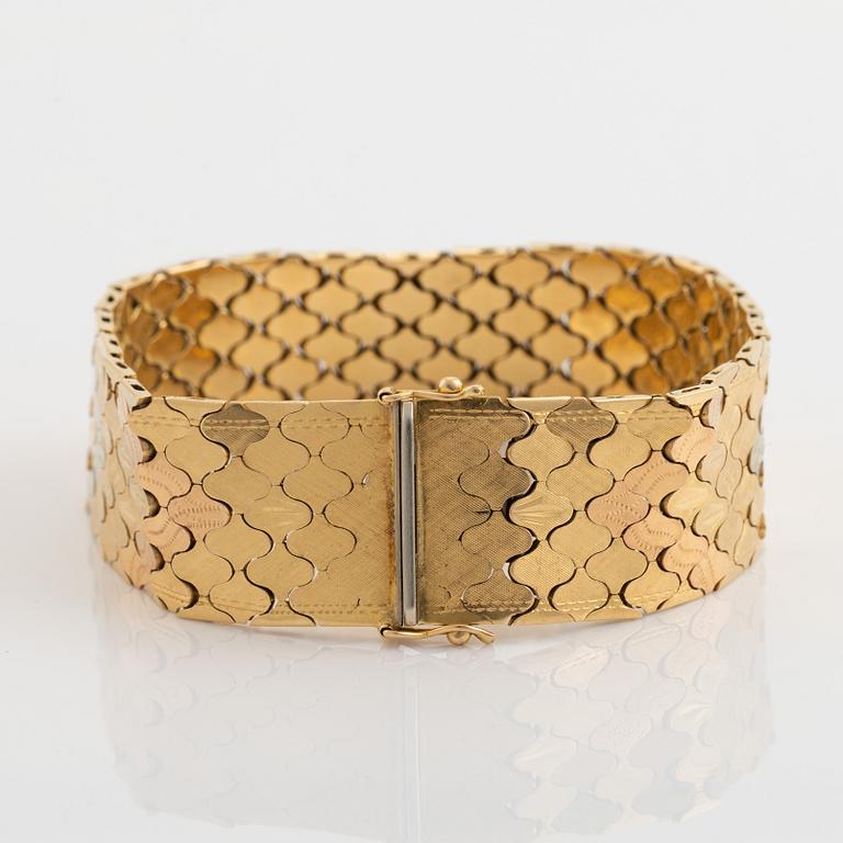 18K three colour gold bracelet, Vicenza, Italy.
