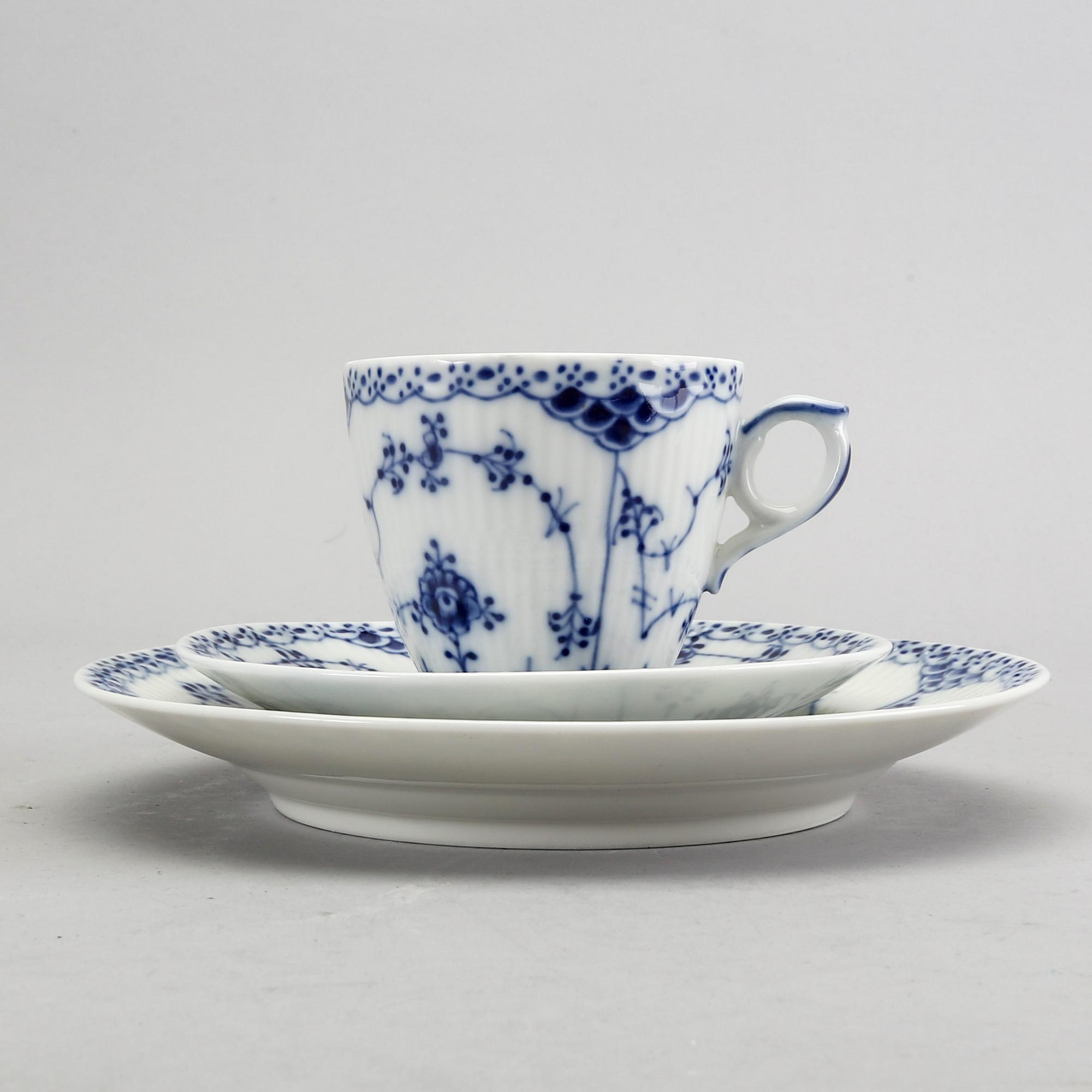 Tableware Blue fluted halvblonde Royal Copenhagen Denmark second half of the 20th century porcelain.